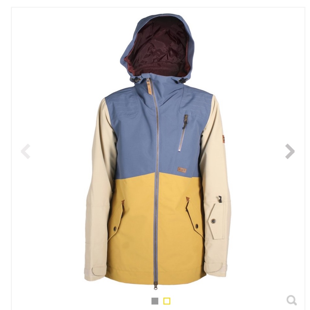Women's Blue, Beige, and Yellow Ski & Snow Jacket